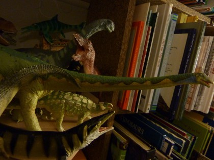 dinos on a shelf