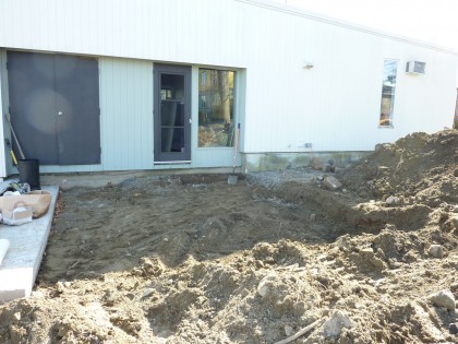 patio area prepped for crushed stone