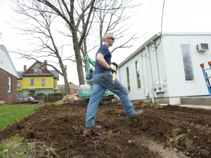 veggie garden dirt spreading