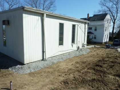 gravel buffer added on side yard