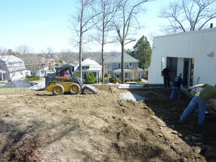 patio and backyard buffer gravel get spread