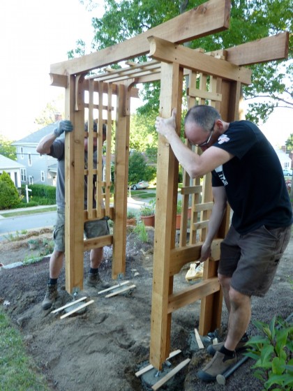 setting the arbor in place