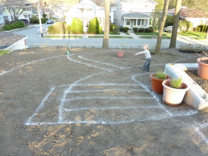 layout for stairs next to wall out back