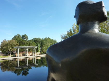 reclining figure on the water garden