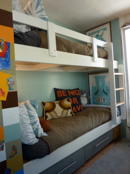 bunk bed with ladder and rail