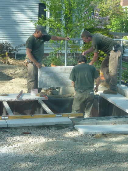 pond capstone mortaring