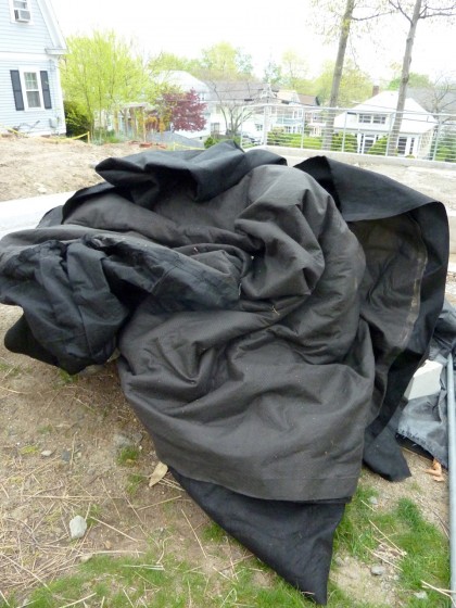 pile of pond liner