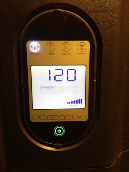 electronic display on the hybrid water heater