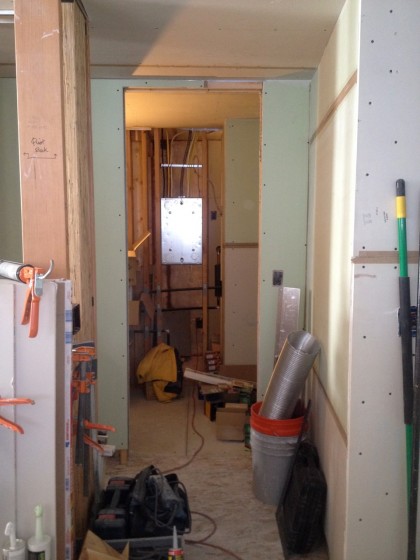 hallway to bathroom