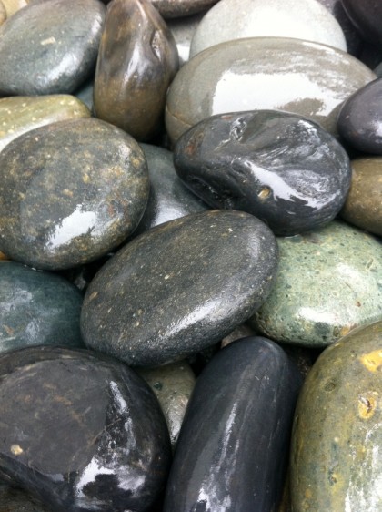 beach pebbles up close
