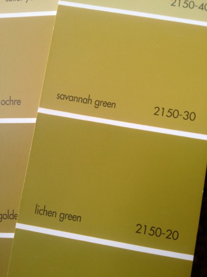 goldy green paint swatches