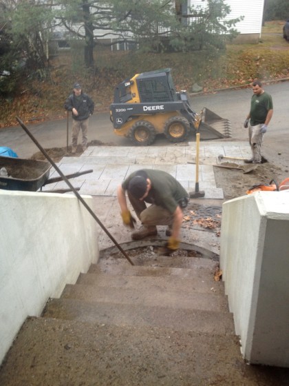 prying up the concrete