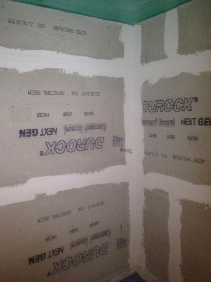 walls cement boarded in shower