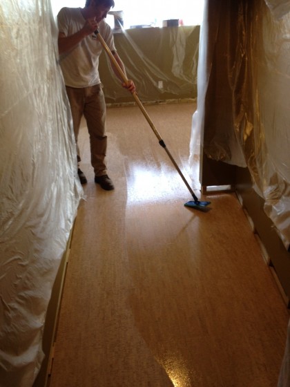 Joe adds a finish coat to the hallway into the downstairs