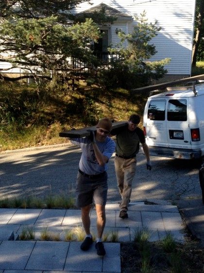 david and joe about to set up the scaffolding