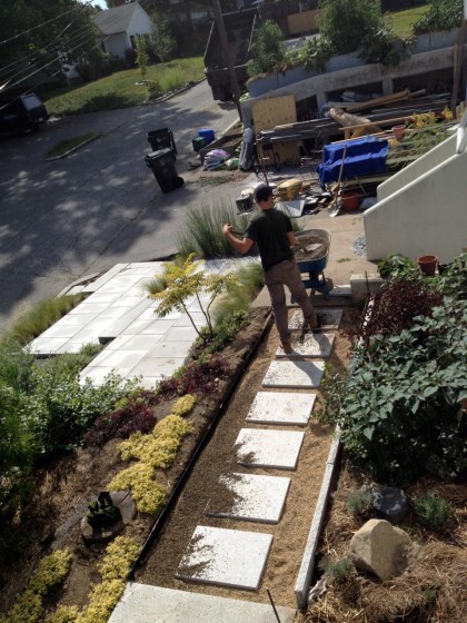 front path with stepping stones