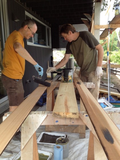 getting ready for steel: staining the siding