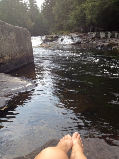 dipping my feet in the chilly AuSable River